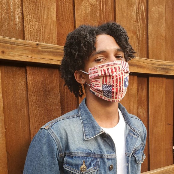 Bandana/Flag Handmade Cotton Face Mask,Reuse/Wash - Picture 3 of 4